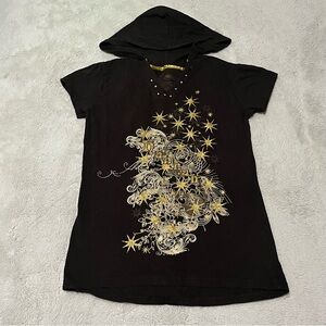 Hannah Montana Black and Gold Graphic Top